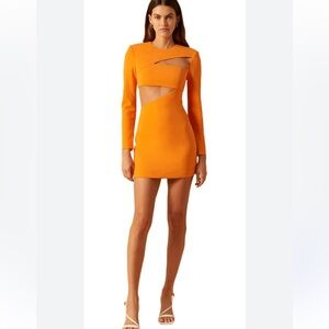 NWT Misha Collection
Ivanna Bonded Crepe Mini Dress in Nectarine Sz 2